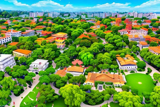 image de drone d'une ville positive pour la nature générée par l'intelligence artificielle