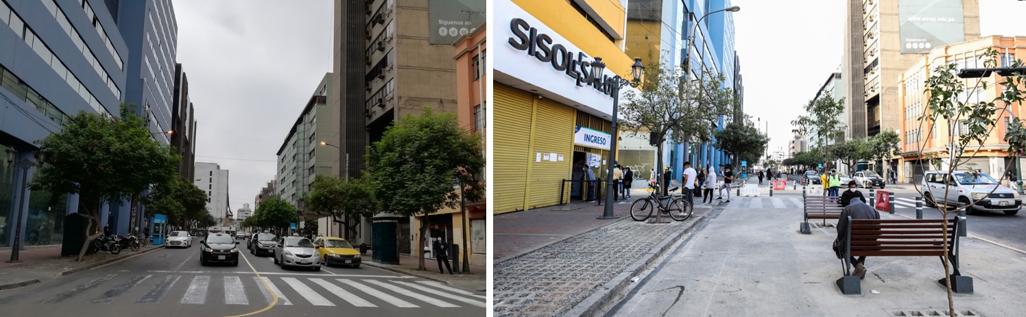 Une image avant et après du quartier central de Lima