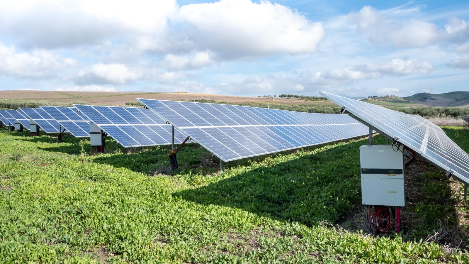 Champ de panneaux solaires