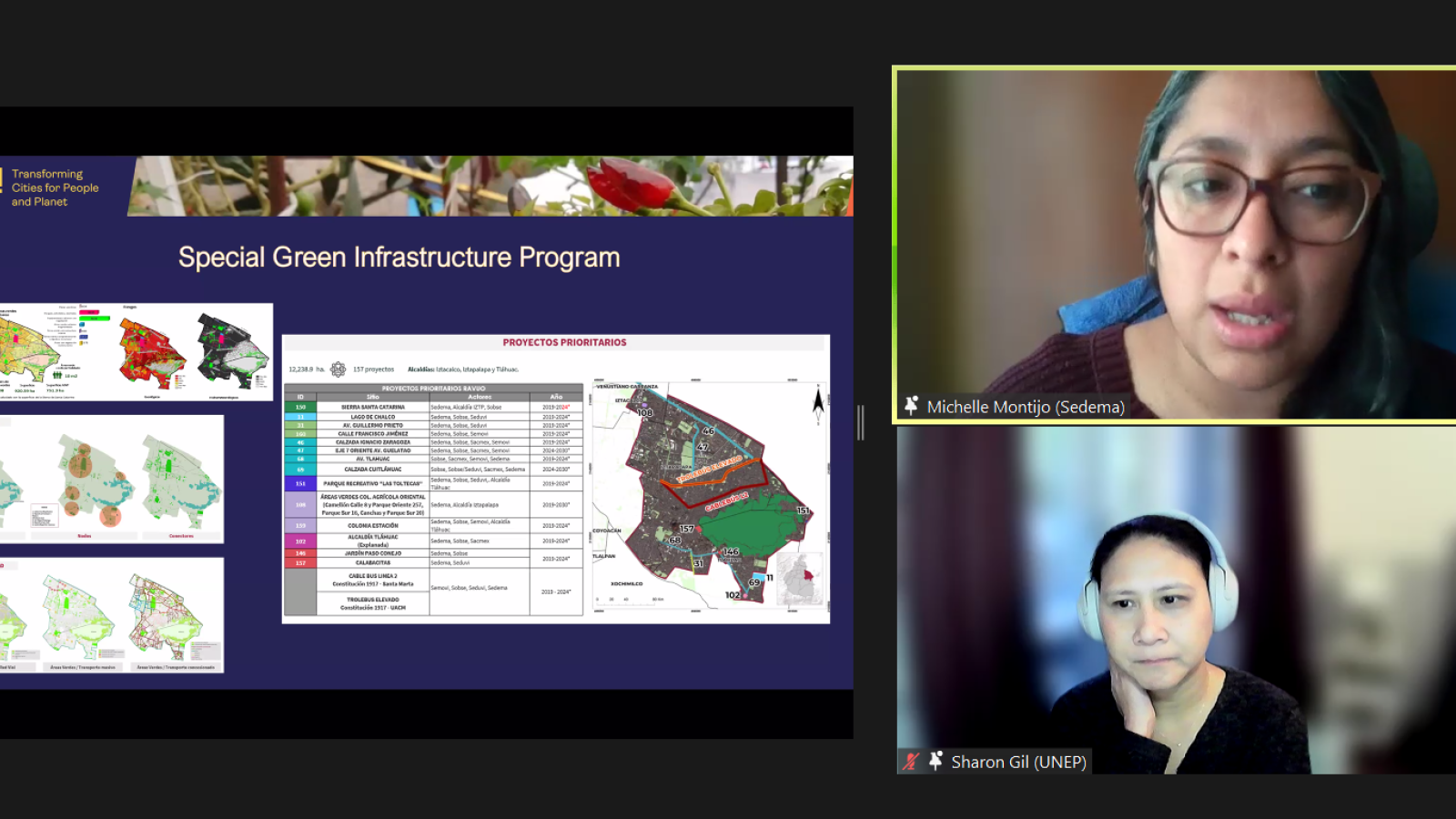 une capture d'écran d'un webinaire d'urbanshift