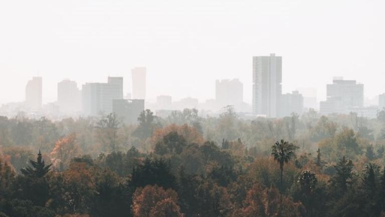 vue de la ville de mexico dans le smog
