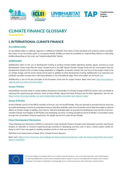 glossaire du financement climatique