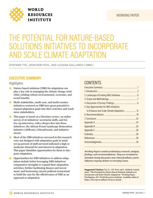 Le potentiel des solutions basées sur la nature